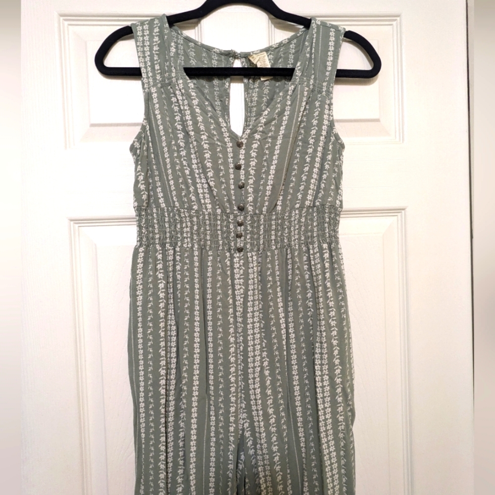 Sage and white flowered jumpsuit